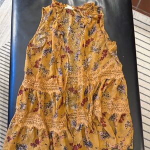 Floral Mustard Sleeveless Top